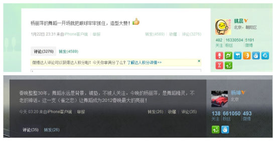 姚晨楊坤等眾名人熱議春晚 楊麗萍舞蹈《雀之戀》獲贊譽